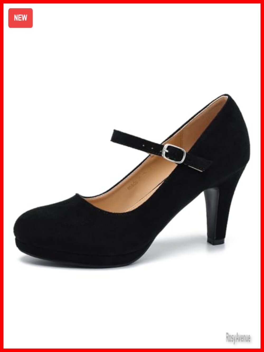 Faux Velvet Kitten Heel Mary Jane Pumps Round Toe T-Strap Dress Shoes